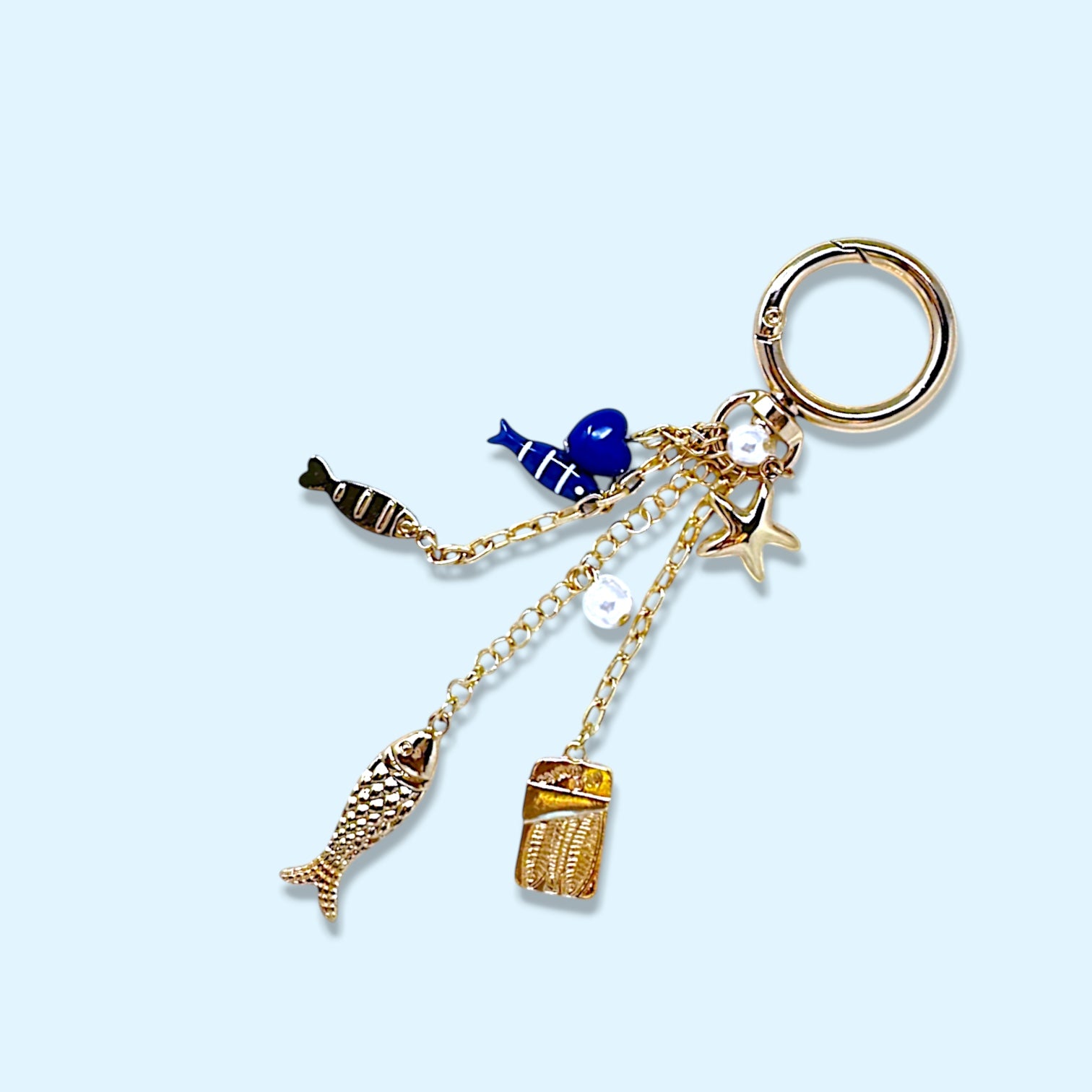 Gold Ocean Charm Keychain