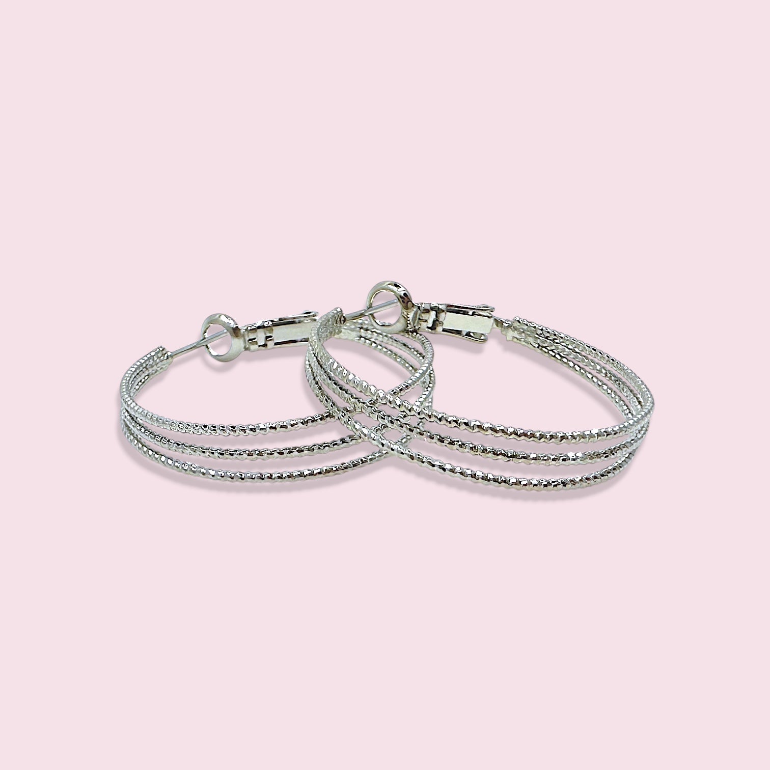 Polished Silver Radiance Triple Hoop Earrings