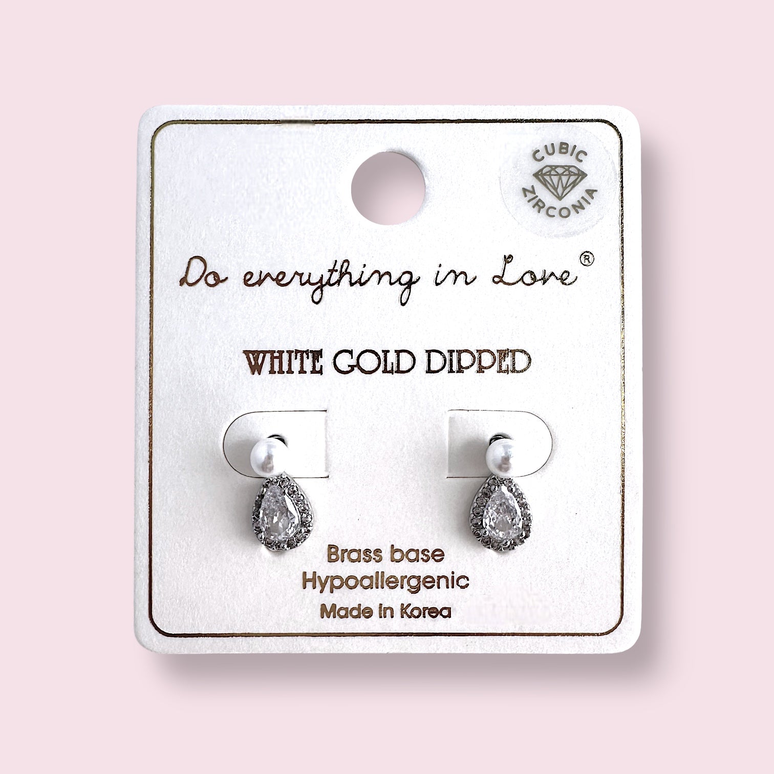 White Gold Dipped Teardrop Studs